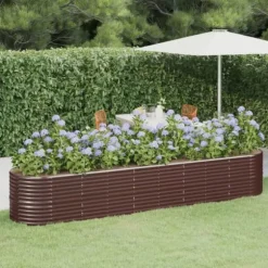 Upphöjd odlingslåda i pulverlackerat stål | Färg: Brun | Storlek: 368x80x68 cm