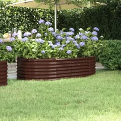 Upphöjd odlingslåda i pulverlackerat stål – Robust och väderbeständig | Färg: Brun | Storlek: 152x80x36 cm