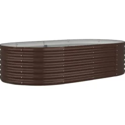 Upphöjd odlingslåda i pulverlackerat stål – Robust och väderbeständig | Färg: Brun | Storlek: 152x80x36 cm