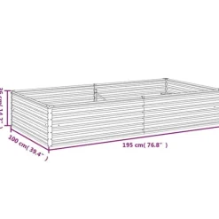 Upphöjd odlingslåda i rosttrögt stål - Hållbar och dekorativ | Storlek: 195x100x36 cm | Färg: Brunt