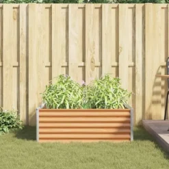 Upphöjd odlingslåda Ljusbrun 98 x 100 x 36 cm Galvaniserat Stål