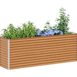 Upphöjd odlingslåda Ljusbrun 195 x 50 x 68 cm Galvaniserat Stål