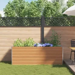 Upphöjd odlingslåda Ljusbrun 195 x 50 x 68 cm Galvaniserat Stål