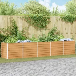 Upphöjd odlingslåda Ljusbrun 400 x 80 x 77 cm Galvaniserat Stål