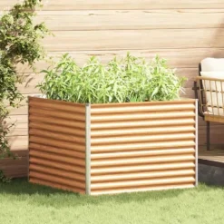 Upphöjd odlingslåda Ljusbrun 98 x 100 x 68 cm Galvaniserat Stål