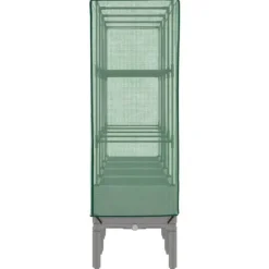 Upphöjd odlingslåda med växthusöverdrag i rottinglook | Storlek: 160x40x140 cm