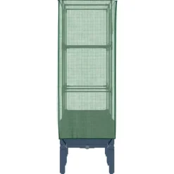 Upphöjd odlingslåda med växthusöverdrag i rottinglook | Storlek: 80x40x140 cm