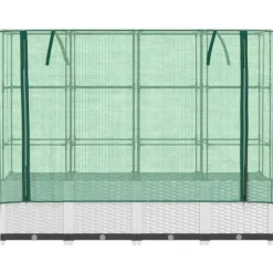 Upphöjd odlingslåda med växthusöverdrag i rottinglook | Storlek: 160x40x138 cm