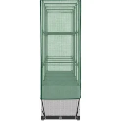 Upphöjd odlingslåda med växthusöverdrag i rottinglook | Storlek: 160x40x138 cm