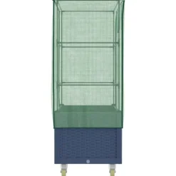 Upphöjd odlingslåda med växthusöverdrag och hjul - Rottinglook | Storlek: 80x50x182 cm