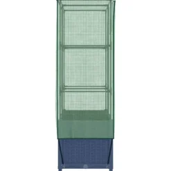 Upphöjd odlingslåda med växthusöverdrag i rottinglook | Storlek: 80x40x138 cm