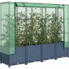 Upphöjd odlingslåda med växthusöverdrag - Rottinglook | Storlek: 160x40x138 cm