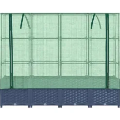 Upphöjd odlingslåda med växthusöverdrag - Rottinglook | Storlek: 160x40x138 cm