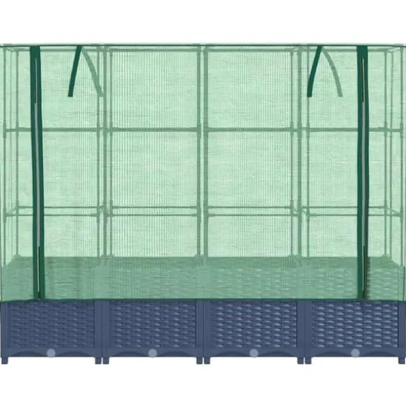 Upphöjd odlingslåda med växthusöverdrag - Rottinglook | Storlek: 160x40x138 cm