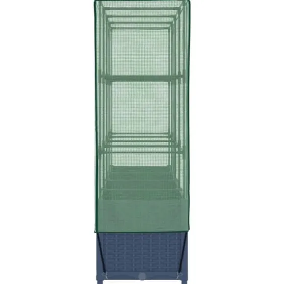 Upphöjd odlingslåda med växthusöverdrag - Rottinglook | Storlek: 160x40x138 cm