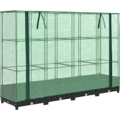 Upphöjd odlingslåda med växthusöverdrag - Rottinglook | Storlek: 160x40x123 cm