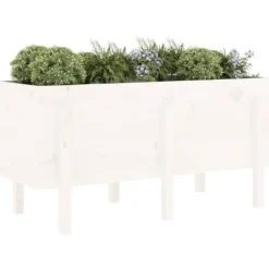 Upphöjd odlingslåda på ben - Massiv furu | Storlek: 121x50x57 cm | Färg: Vit