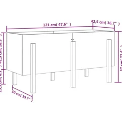 Upphöjd odlingslåda på ben - Massiv furu | Storlek: 121x50x57 cm | Färg: Vit