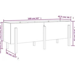 Upphöjd odlingslåda på ben i massiv furu | Storlek: 160x50x57 cm | Färg: Vit