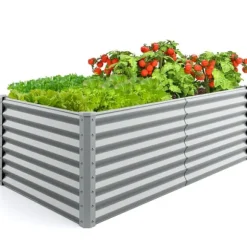 Upphöjd planteringsbädd, 180×91×61 cm, Silver