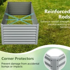 Upphöjd planteringsbädd, 180×91×61 cm, Silver