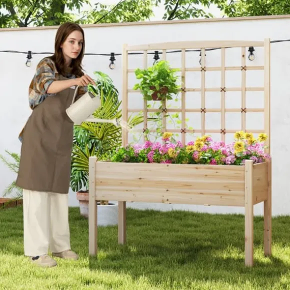Upphöjd planteringsbädd, 119×61×160 cm, Naturlig