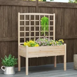 Upphöjd planteringsbädd, 119×61×160 cm, Naturlig