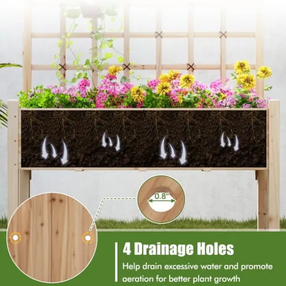 Upphöjd planteringsbädd, 119×61×160 cm, Naturlig