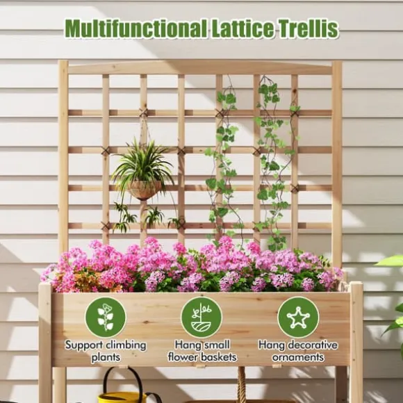 Upphöjd planteringsbädd, 119×61×160 cm, Naturlig