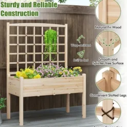 Upphöjd planteringsbädd, 119×61×160 cm, Naturlig