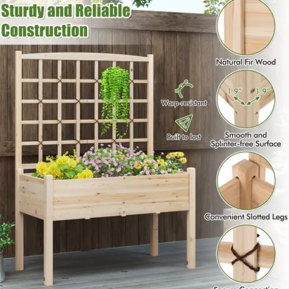 Upphöjd planteringsbädd, 119×61×160 cm, Naturlig