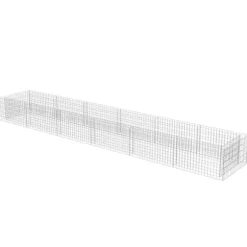 Upphöjd planteringsgabion av galvaniserat stål - Trädgårdsgabion | Storlek: 540x90x50 cm | Färg: Silver