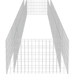Upphöjd planteringsgabion av galvaniserat stål - Trädgårdsgabion | Storlek: 540x90x50 cm | Färg: Silver
