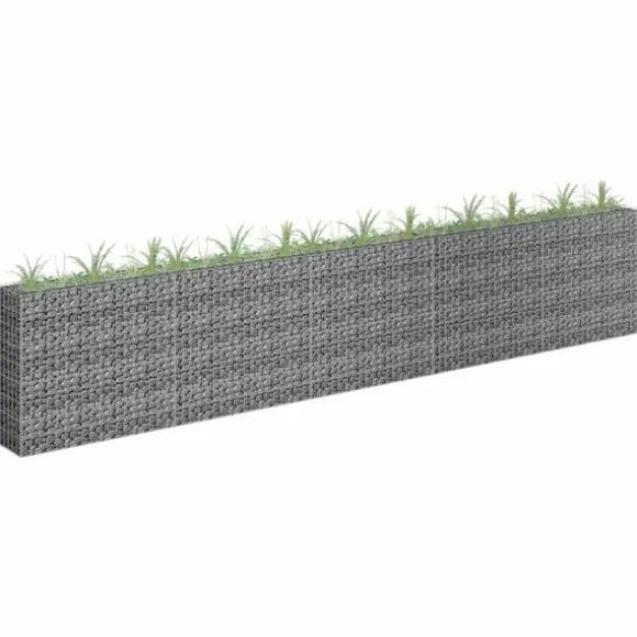 Upphöjd planteringsgabion i galvaniserat stål - Stabil växtbädd | Storlek: 450x30x90 cm