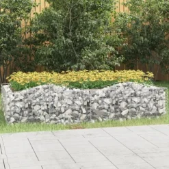 Upphöjd planteringsgabion 200x100x50 cm galvaniserat järn