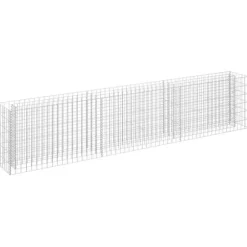 Upphöjd planteringsgabion i galvaniserat stål - Trädgårdsavgränsning | Storlek: 270x30x60 cm
