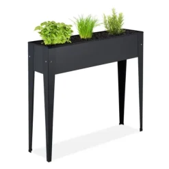 Upphöjd planteringslåda, Metall, 83x99x26 cm, Svart