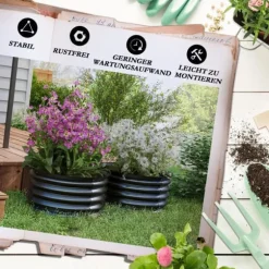 Upphöjd planteringslåda, 60x30 cm, Mörkgrå