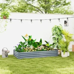 Upphöjd planteringslåda, 180x90x30 cm, Silver