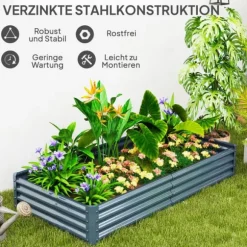 Upphöjd planteringslåda, 180x90x30 cm, Silver