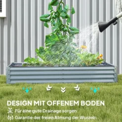 Upphöjd planteringslåda, 180x90x30 cm, Silver