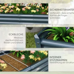 Upphöjd planteringslåda, 180x90x30 cm, Silver