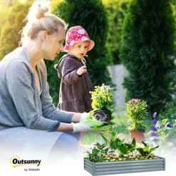 Upphöjd planteringslåda, 180x90x30 cm, Silver