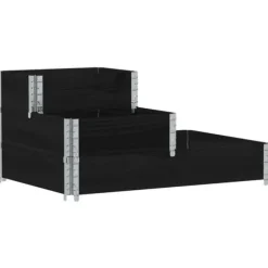 Upphöjd rabatt med 3 nivåer i massiv furu | Färg: Svart | Storlek: 120x80 cm