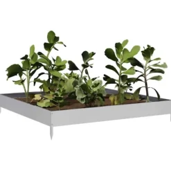 Upphöjd rabattkant i galvaniserat stål - Odla blommor och växter | Storlek: 100x100x18,5 cm