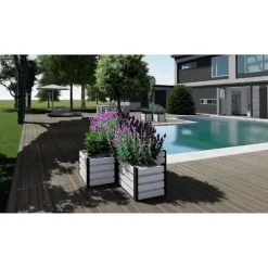 Upphöjd säng vit 40cm x 50cm x 50cm x 50cm | Odlingslåda | Blomlåda | Planteringslåda