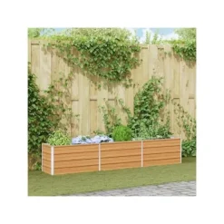 Upphöjd växtlåda i galvaniserat stål - vidaXL - 240x40x45 cm - Ljusbrun - Väderbeständig