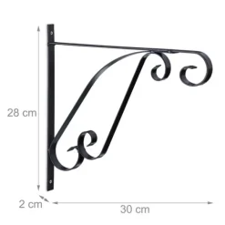 Upphängningskrokar för blomkorg, set, 28x30x2 cm, svart