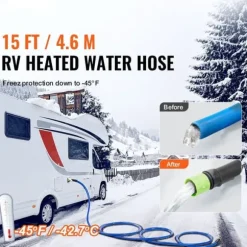 Uppvärmd vattenslang för RV 15 fot, -45℉ frostskydd, dricksvatten, hållbar design