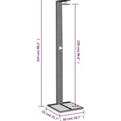 Utedusch i konstrotting med akaciaträ | Färg: Svart | Storlek: 50x55x224 cm